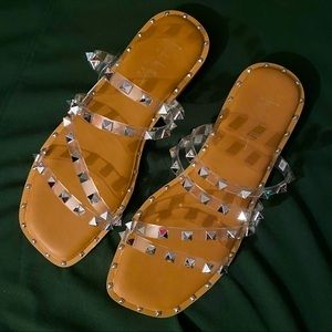 Nicole Miller New York clear studded sandals